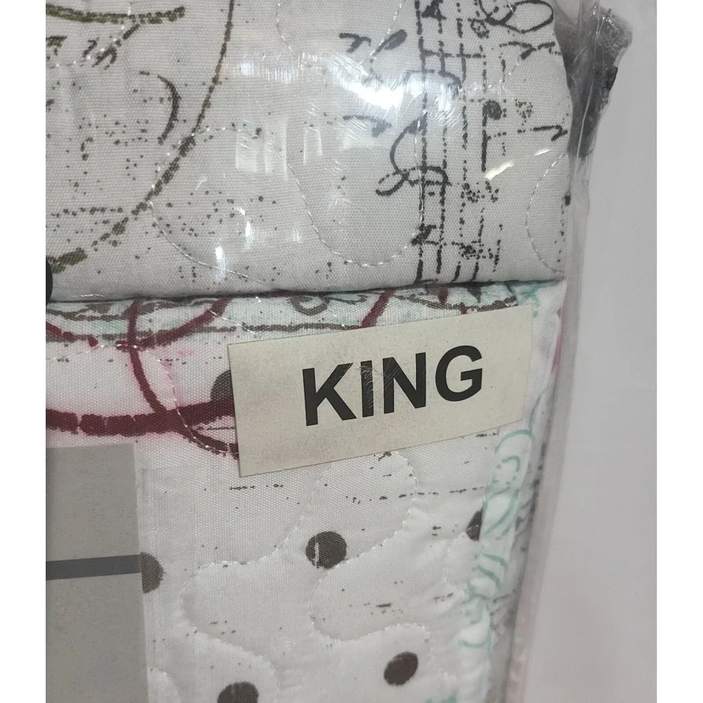 New Noel Christmas Harper Lane Reversible Quilt Set  King Size ~1 Quilt ~2 Shams